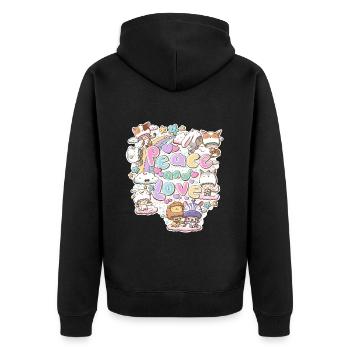 Peace and love preditors and prey in kawaii style - Unisex Premium Organic Zip Hoodie - black - Back - Nico (187cm)