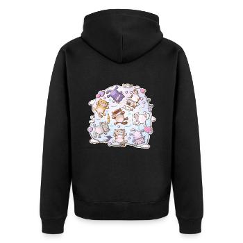 Cute cats in kawaii style - Unisex Premium Organic Zip Hoodie - black - Back - Nico (187cm)