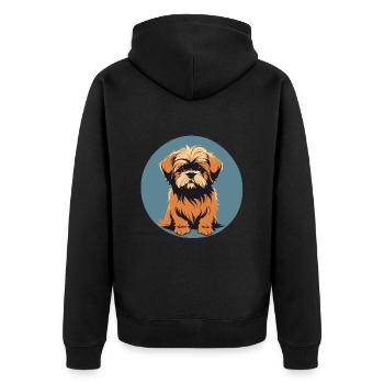 Lhasa apso Hundeporträt Bild - Unisex Premium Bio Zip Hoodie - Schwarz - Hinten - Nico (187cm)