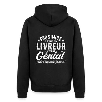 Un Livreur Génial - Cadeau Livreur Humour - Veste à capuche bio Premium Unisexe - noir - Dos - Nico (187cm)