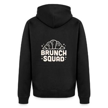Brunch Squad Croissants - Unisex Premium Bio Zip Hoodie - Schwarz - Hinten - Nico (187cm)