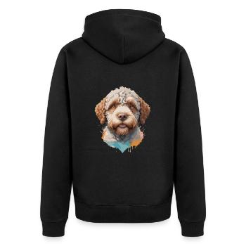 Lagotto romagnolo Hund Niedlich in buntem Design - Unisex Premium Bio Zip Hoodie - Schwarz - Hinten - Nico (187cm)