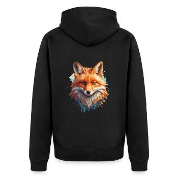 Fox Cartoon Portrait Cool Colorful - Unisex Premium Organic Zip Hoodie - black - Back - Nico (187cm)