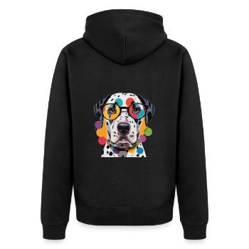 Chien Dalmatien Lunettes Colorées Cool - Veste à capuche bio Premium Unisexe - noir - Dos - Nico (187cm)