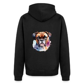 Boxer Hund Cool Bunt Und Niedlich - Unisex Premium Bio Zip Hoodie - Schwarz - Hinten - Nico (187cm)