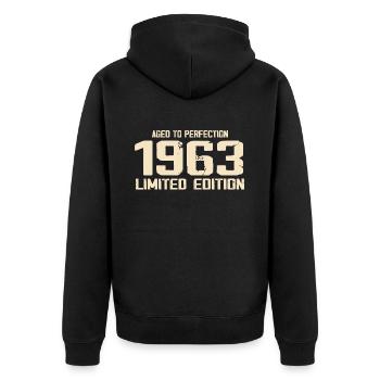 1963 Limited edition 1963 Geburtstag 1963 Retro - Unisex Premium Bio Zip Hoodie - Schwarz - Hinten - Nico (187cm)
