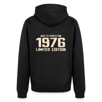 1976 Limited edition 1976 Birthday 1976 Retro - Unisex Premium Organic Zip Hoodie - black - Back - Nico (187cm)