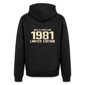 1981 Limited edition 1981 Birthday 1981 Retro - Unisex Premium Organic Zip Hoodie - black - Back - Nico (187cm)