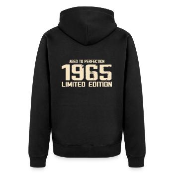 1965 Retro Style 1965 Geburtstag 1965 Vintage - Unisex Premium Bio Zip Hoodie - Schwarz - Hinten - Nico (187cm)