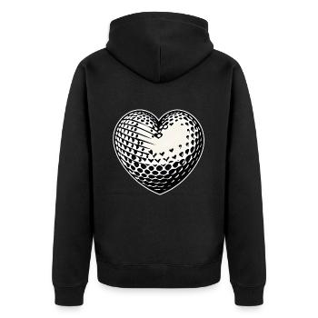 Ich liebe Golf Herz - Unisex Premium Bio Zip Hoodie - Schwarz - Hinten - Nico (187cm)