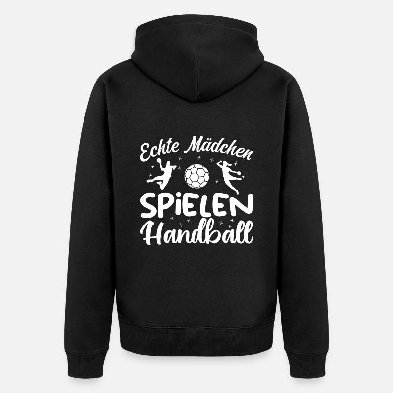 Echte Mädchen spielen Handball - Veste à capuche bio Premium Unisexe - noir