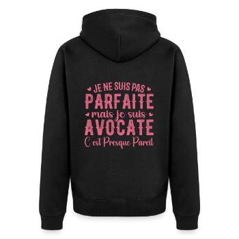 Avocate Parfaite - Cadeau Pour Les Super Avocates - Veste à capuche bio Premium Unisexe - noir - Dos - Nico (187cm)
