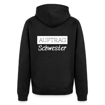 Commander Sister Family Funny Gift - Veste à capuche bio Premium Unisexe - noir - Dos - Nico (187cm)