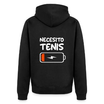 Necesito Tenis Tennis Batterie Décharge Joueur de tennis - Veste à capuche bio Premium Unisexe - noir - Dos - Nico (187cm)