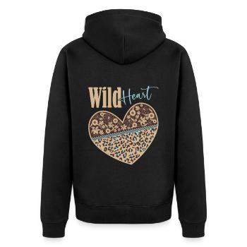 Wildes Herz - Unisex Premium Bio Zip Hoodie - Schwarz - Hinten - Nico (187cm)