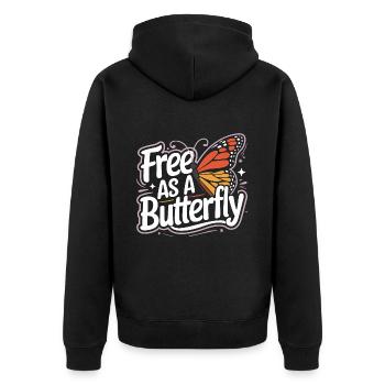 Schmetterling Monarchfalter Bunt Schmetterlinge - Unisex Premium Bio Zip Hoodie - Schwarz - Hinten - Nico (187cm)