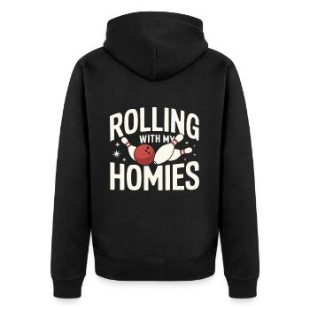 Bowling Bowler Pin Ball Bowling Ball - Unisex Premium Bio Zip Hoodie - Schwarz - Hinten - Nico (187cm)