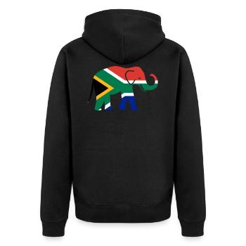 South Africa Flag Afrikaans Suid-Africa Elephant - Unisex Premium Organic Zip Hoodie - black - Back - Nico (187cm)