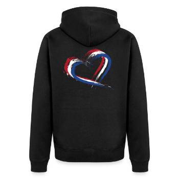 Flagge der Niederlande Fahne Farben Herz - Unisex Premium Bio Zip Hoodie - Schwarz - Hinten - Nico (187cm)