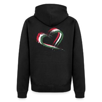 Herz Bürste Flagge Ungarns - Unisex Premium Bio Zip Hoodie - Schwarz - Hinten - Nico (187cm)
