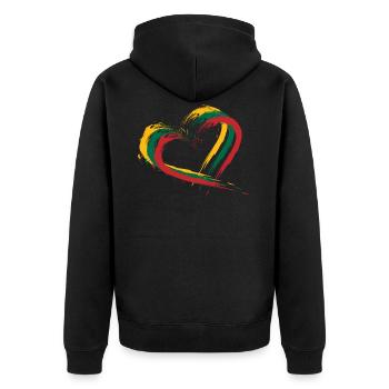 Herz Bürste Flagge Litauens - Unisex Premium Bio Zip Hoodie - Schwarz - Hinten - Nico (187cm)