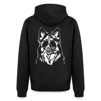 Chodsky Pes cool Portrait Hunde Hund Wilsigns - Unisex Premium Bio Zip Hoodie - Schwarz - Hinten - Nico (187cm)