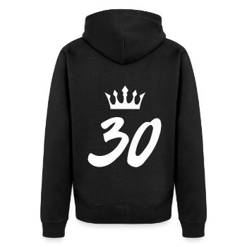 30 Zahl Krone - Unisex Premium Bio Zip Hoodie - Schwarz - Hinten - Nico (187cm)