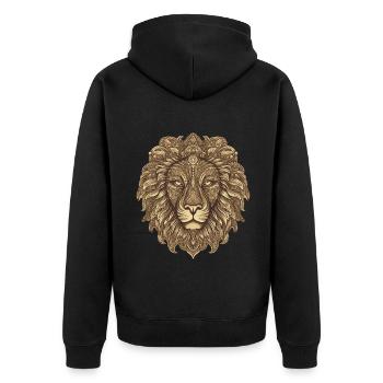 Lion Portrait - Unisex Premium Organic Zip Hoodie - black - Back - Nico (187cm)