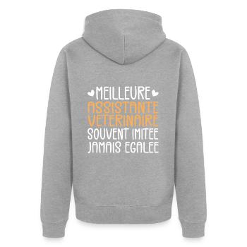 Souvent imitée Meilleure assistante vétérinaire - Veste à capuche bio Premium Unisexe - gris chiné - Dos - Nico (187cm)