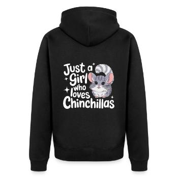 Chinchilla Chinchillas Maus - Unisex Premium Bio Zip Hoodie - Schwarz - Hinten - Nico (187cm)