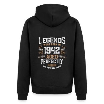 Legenden Jahrgang 1942 83. Geburtstag 83 Jahre alt - Unisex Premium Bio Zip Hoodie - Schwarz - Hinten - Nico (187cm)