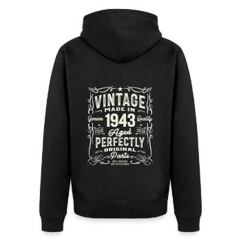 Millésime 1943 82e anniversaire Tournant 82 - Veste à capuche bio Premium Unisexe - noir - Dos - Nico (187cm)