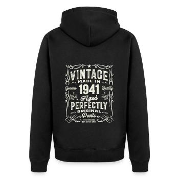 Vintage 1941 84th Birthday Turning 84 - Unisex Premium Organic Zip Hoodie - black - Back - Nico (187cm)