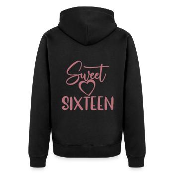 Sweet Sixteen Mignon cadeau de 16 ans - Veste à capuche bio Premium Unisexe - noir - Dos - Nico (187cm)