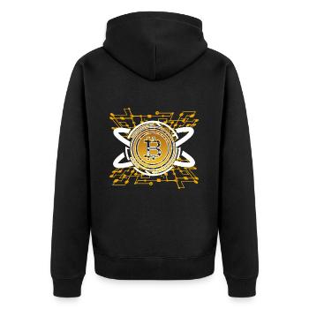 Bitcoin BTC Revolution - Crypto Gift Idea - Unisex Premium Bio Zip Hoodie - Schwarz - Hinten - Nico (187cm)