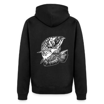 Arowana Fish Graphic Fishes Lover Fishing Gear - Unisex Premium Organic Zip Hoodie - black - Back - Nico (187cm)