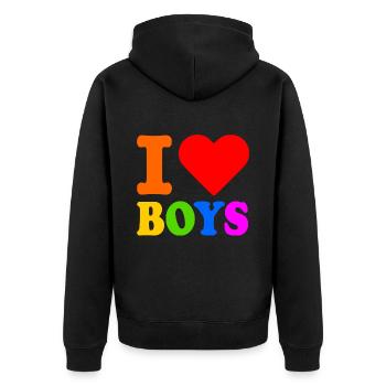 I love boys - Veste à capuche bio Premium Unisexe - noir - Dos - Nico (187cm)