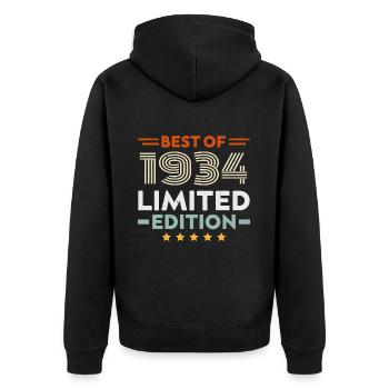 Retro 1934 Vintage 90th Birthday Gift 90 Years Old - Unisex Premium Organic Zip Hoodie - black - Back - Nico (187cm)