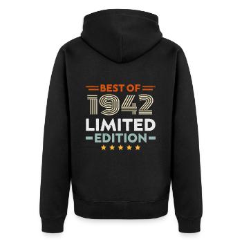Retro 1942 Vintage 82nd Birthday Gift 82 Years Old - Unisex Premium Organic Zip Hoodie - black - Back - Nico (187cm)