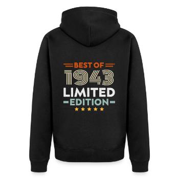 Retro 1943 Vintage 81st Birthday Gift 81 Years Old - Unisex Premium Organic Zip Hoodie - black - Back - Nico (187cm)