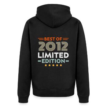 Retro 2012 Vintage Geschenk 12. Jubiläum 12 Jahre - Unisex Premium Bio Zip Hoodie - Schwarz - Hinten - Nico (187cm)