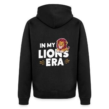 Lion Lion Animal Africa - Unisex Premium Organic Zip Hoodie - black - Back - Nico (187cm)