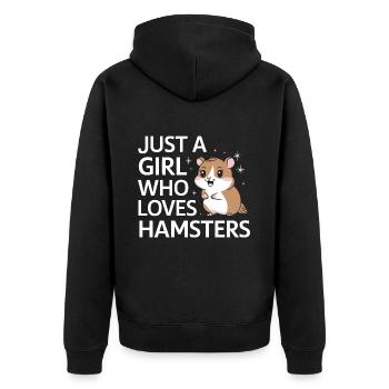 Hamster - Unisex Premium Bio Zip Hoodie - Schwarz - Hinten - Nico (187cm)