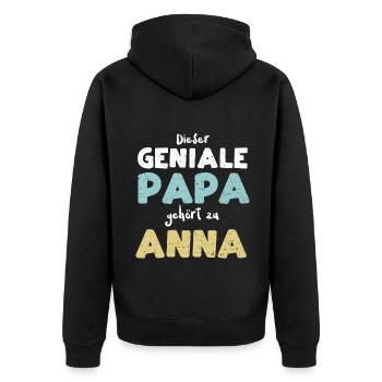 Dieser Geniale Papa Gehört Zu Anna - Unisex Premium Bio Zip Hoodie - Schwarz - Hinten - Nico (187cm)