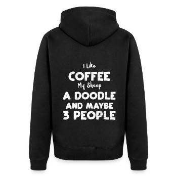 J’aime le café mes moutons un gribouillage... - Veste à capuche bio Premium Unisexe - noir - Dos - Nico (187cm)