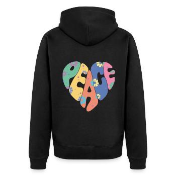 Bunte Friedensblume Herz für Männer Frauen & Kinder - Unisex Premium Bio Zip Hoodie - Schwarz - Hinten - Nico (187cm)