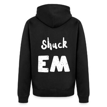 Shuck Em - Shellfish - Unisex Premium Bio Zip Hoodie - Schwarz - Hinten - Nico (187cm)