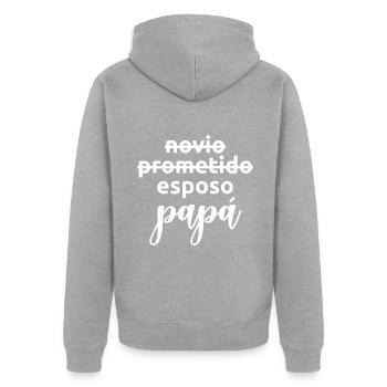 Esposo To Papa Married Men Funny Pregnancy Gift - Veste à capuche bio Premium Unisexe - gris chiné - Dos - Nico (187cm)