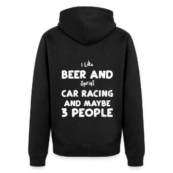 J’aime la bière et la course de voitures de sprint... - Veste à capuche bio Premium Unisexe - noir - Dos - Nico (187cm)