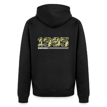 1985 Anniversary Gift Vintage 1985 Army - Unisex Premium Organic Zip Hoodie - black - Back - Nico (187cm)